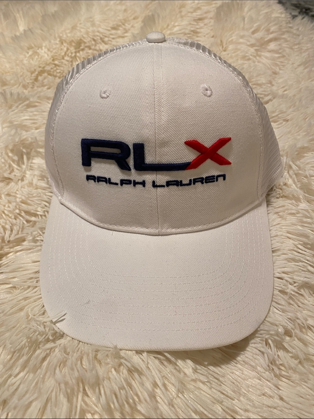 Ralph Lauren White RLX Embroidered Logo Mesh Hat. NWT